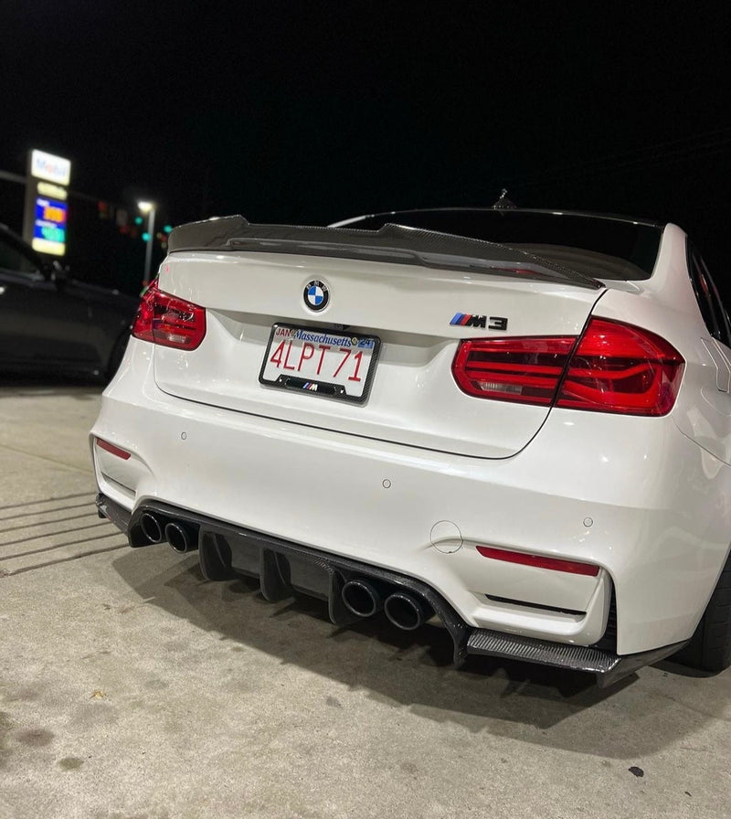 F8X M3/M4 Carbon Fiber V Style 3PC Rear Diffuser - F80/F82/F83